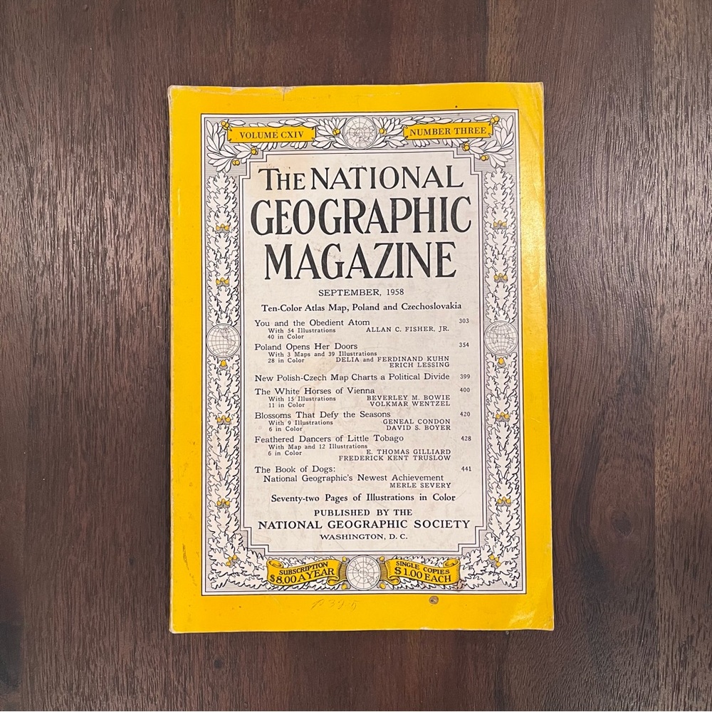Vintage National Geographic Magazine September 1958 Volume CXIV Number Three